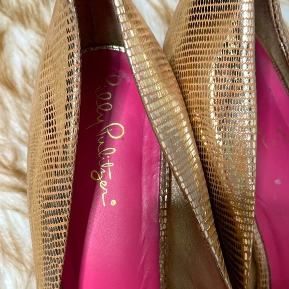 Lilly Pulitzer metallic leather peeptoe wedge - Picture 3 of 8